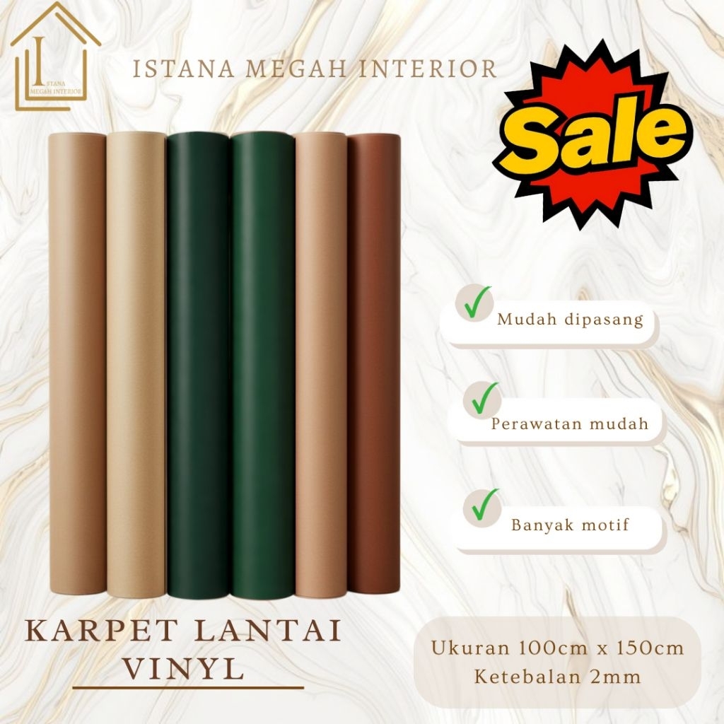 Karpet Lantai Vinyl Roll Polos 2mm SALE 100cm x 150cm