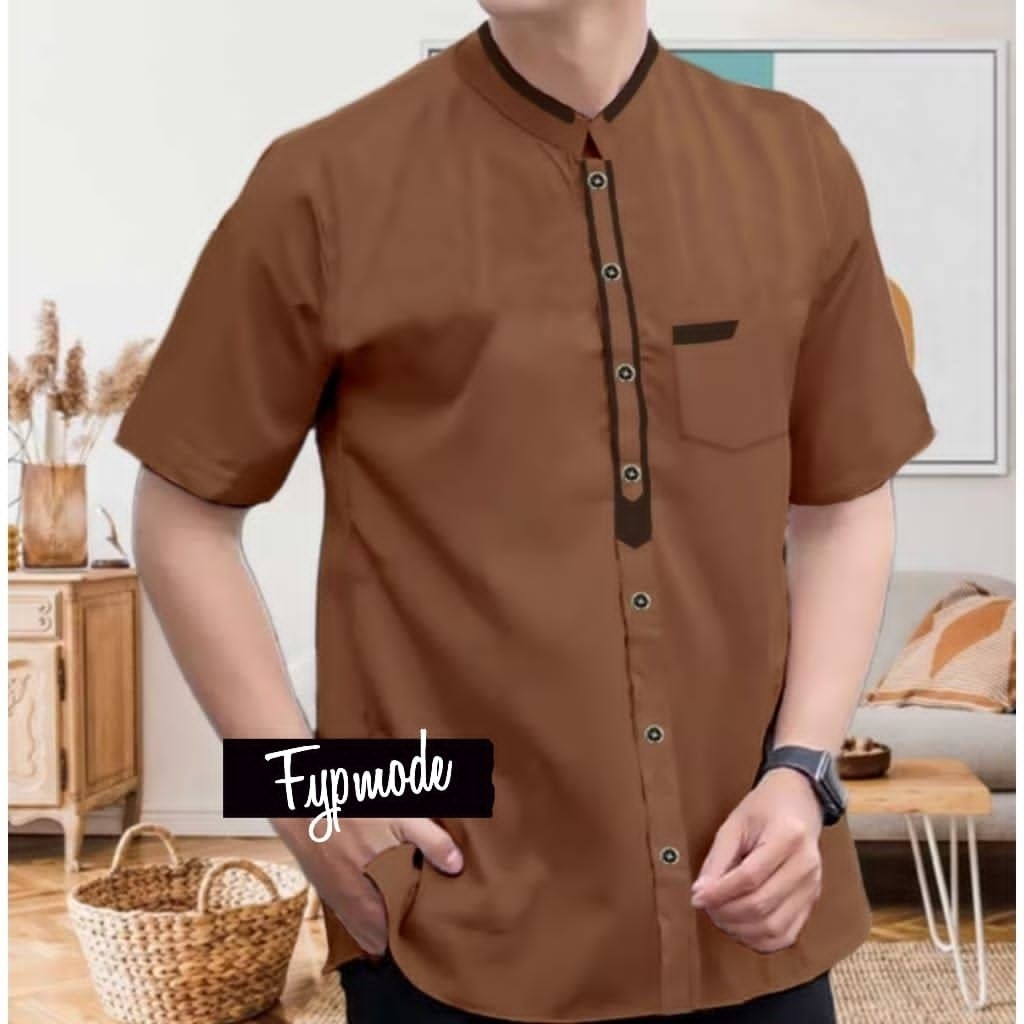 ADIT - BAJU KOKO KURTA KATUN TOYOBO PREMIUM PRIA LENGAN PENDEK UKURAN M L XL XXL JUMBO ACARA LEBARAN