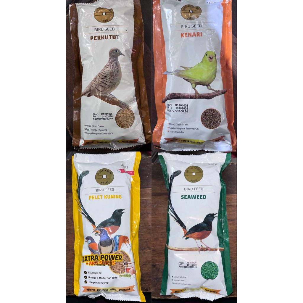 Goldcoin Perkutut, Kenari, Murai Seaweed, Murai Pelet Kuning
