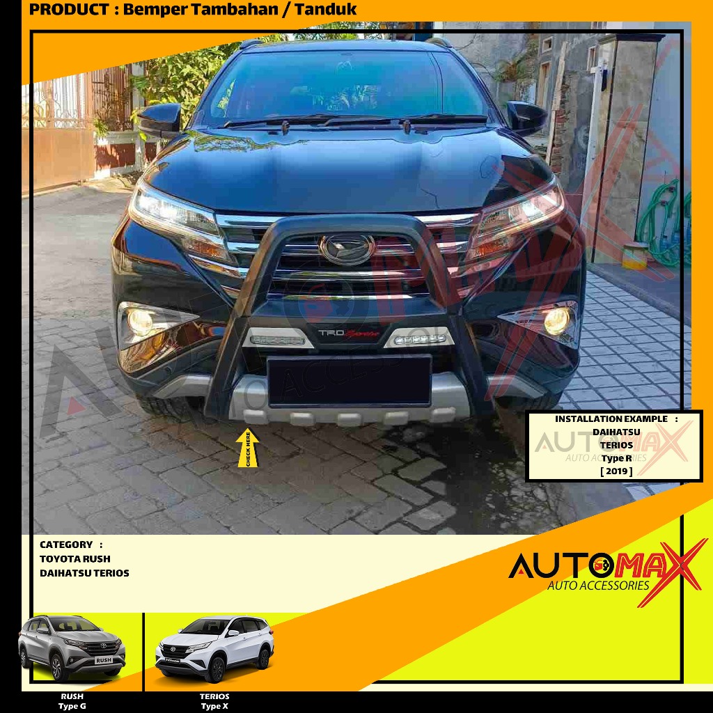 BEMPER DEPAN TAMBAHAN / TANDUK TRD SPORTIVO (MODEL A) ALL NEW TERIOS / ALL NEW RUSH 2017 UP