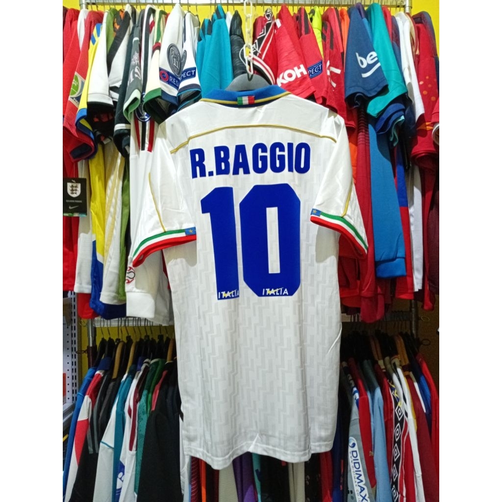 [NAMESET VELVET] JERSEY BOLA RETRO GO ITALY 1995 PUTIH R. BAGGIO 10