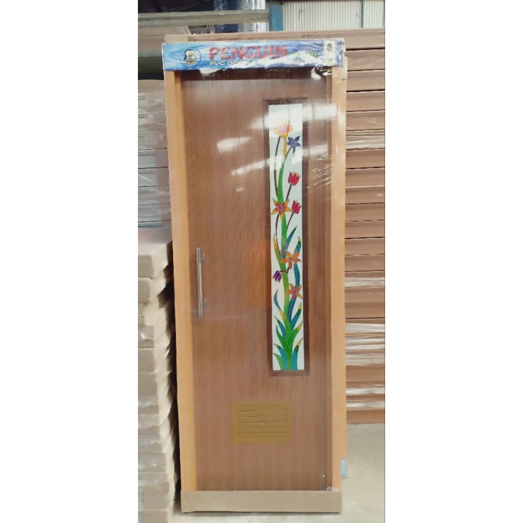 Pintu PVC Kamar Mandi Minimalis Jati Coklat / Pintu PVC Kamar Mandi / Pintu Kamar Mandi