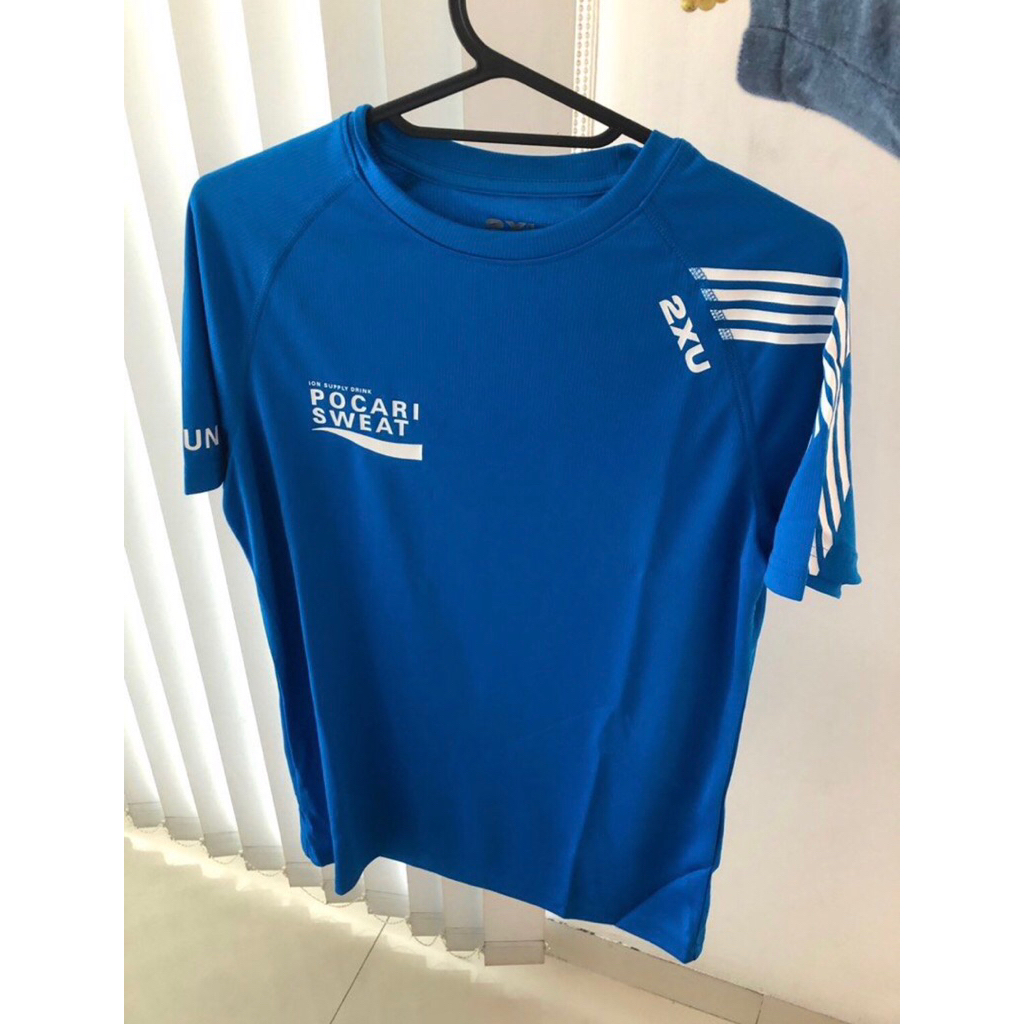 Preloved 2XU Pocari Sweat running jersey short sleeve - jersey lari lengan pendek (negotiable)