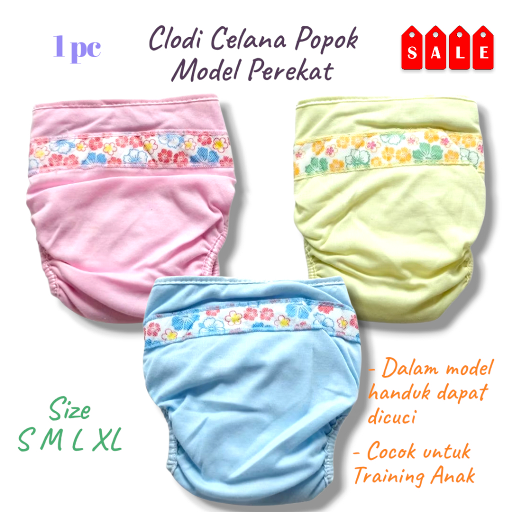 Clodi Celana Popok Cuci Ulang Model Perekat / Popok Bayi Cuci Ulang