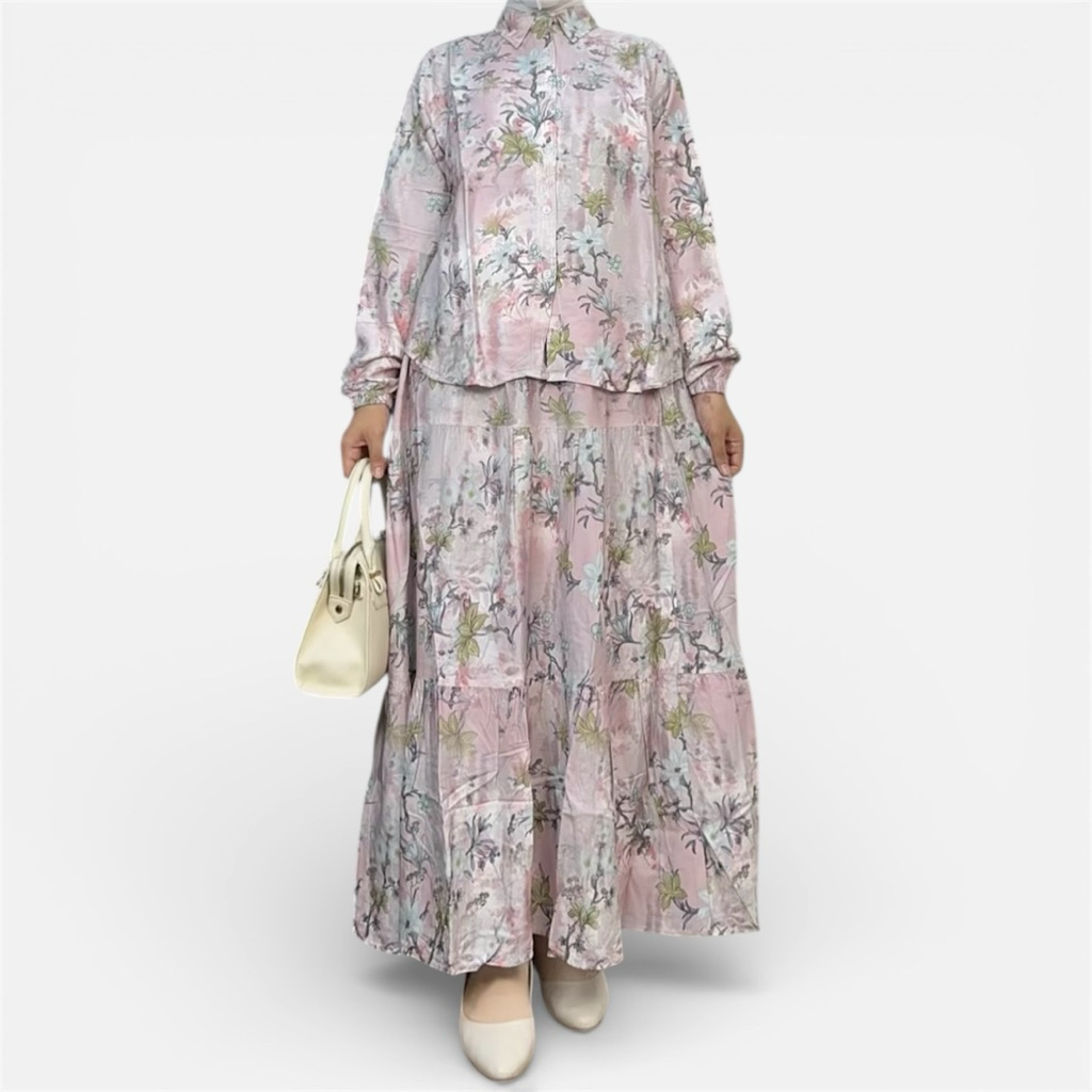 Kanaya Set Rok One Set rok by Tarisaa.id | OneSet Blouse Rok Rayon Motif Wanita Dewasa Kekinian Terb