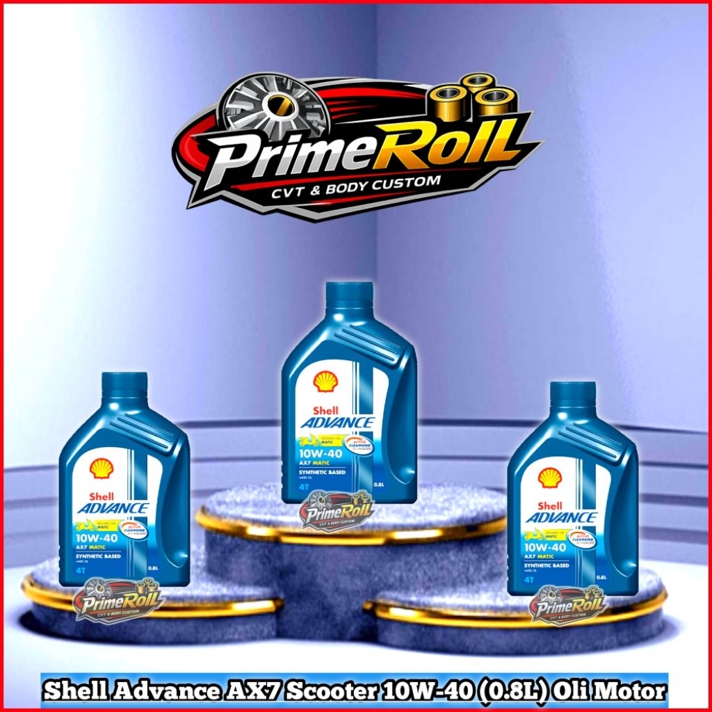 Oli Motor Shell Advance AX7 Scooter 10W-40 (0.8L) Bisa Untuk Matic Honda Yamaha Kemasan Botol Biru