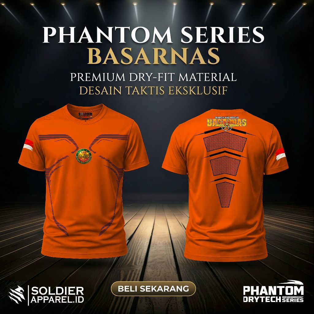 Kaos Dryfit BASARNAS Pria - Baju Olahraga Lari Running Gym Bahan Adem Elastis Serap Keringat