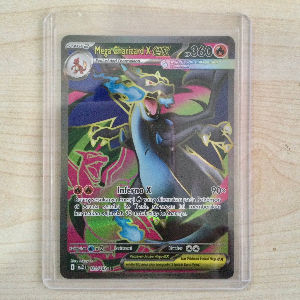 Mega Charizard X Ex SR Pokemon Kobaran Biru Kartu Pokemon TCG Indonesia