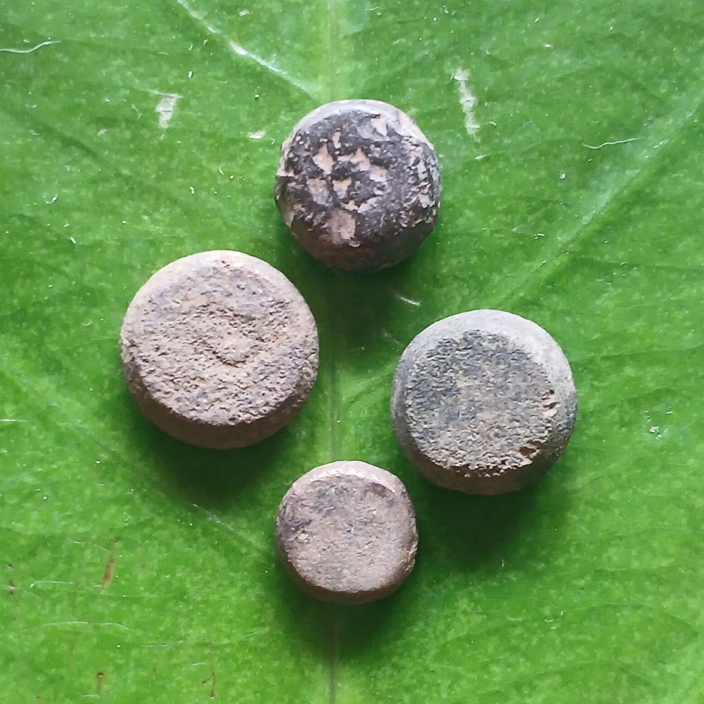 Koleksi KUNO Temuan Sungai 4 Biji Jenis Koin Alat Tukar Perunggu