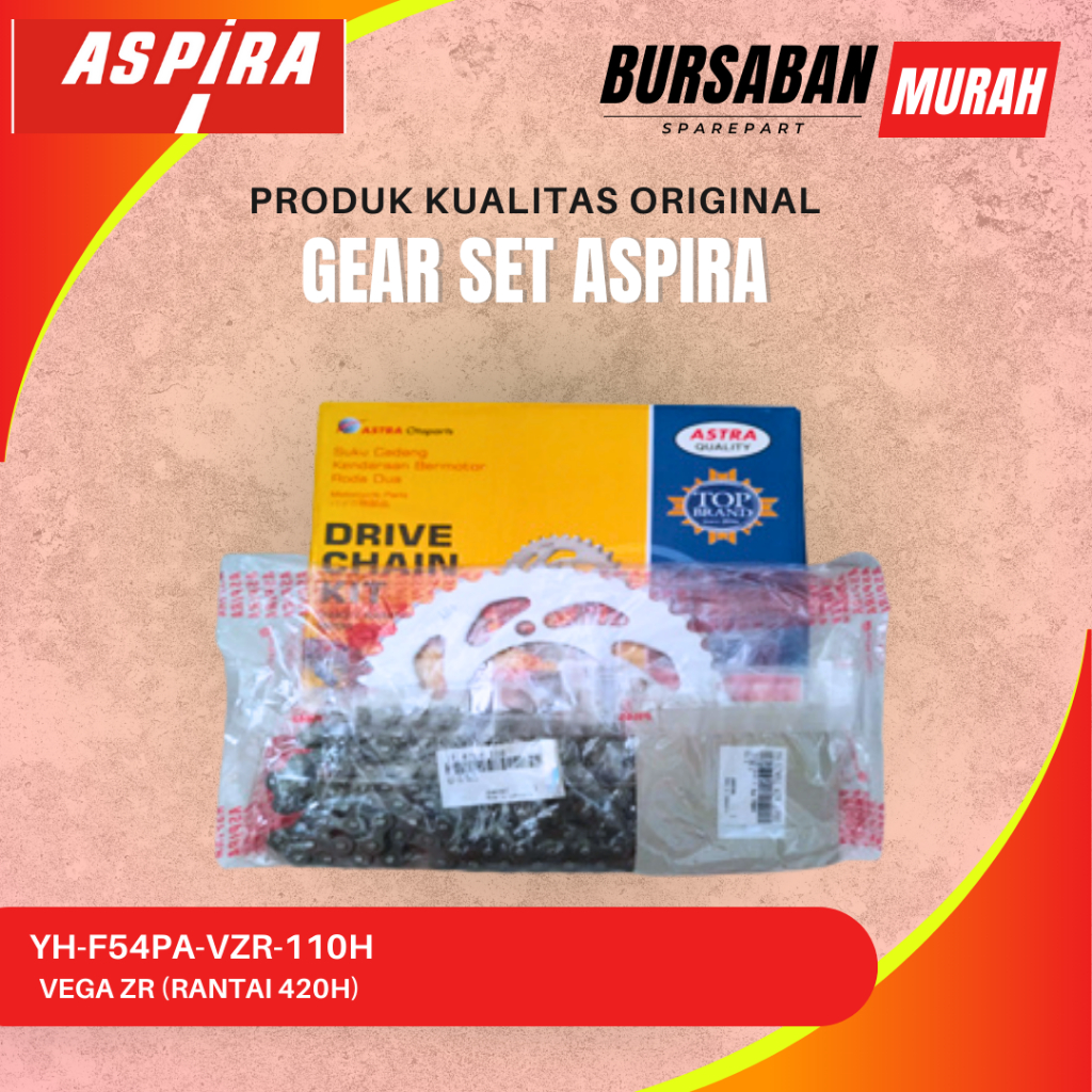 GEAR SET ASPIRA YH-F54PA-VZR-110H VEGA ZR (RANTAI 420H) ORIGINAL MURAH