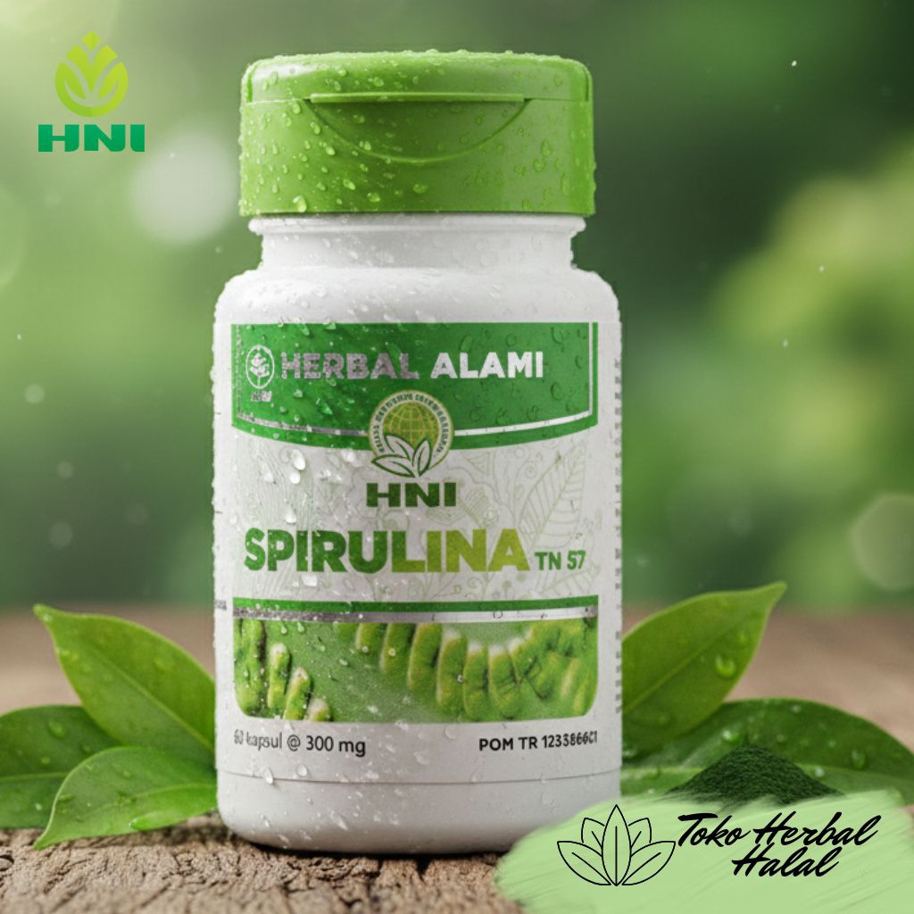 Spirulina HNI HPAI Original Isi 60 Kapsul Nutrisi Alami Superfood Masker Wajah BPOM Halal Resmi