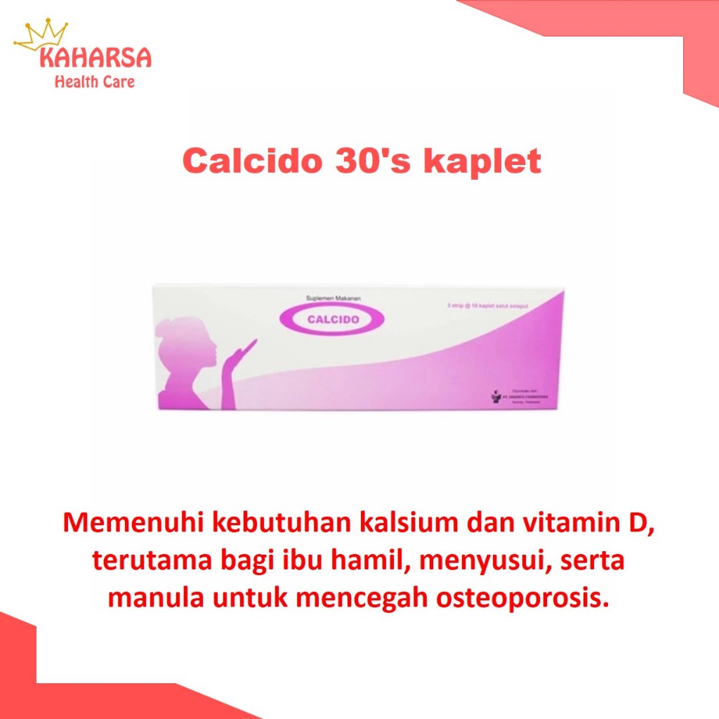 Calcido 30's kaplet - 30 tablet vitamin calcium D3 400iu strip box / calcido
