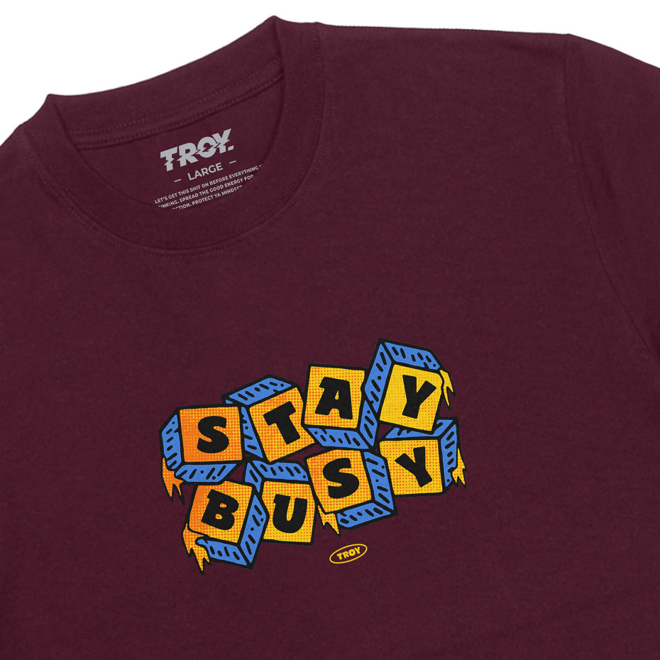 Troy Company Tshirt Maroon Eight Cube - Kaos Lengan Pendek Kaos Merah Maroon MTD 2415