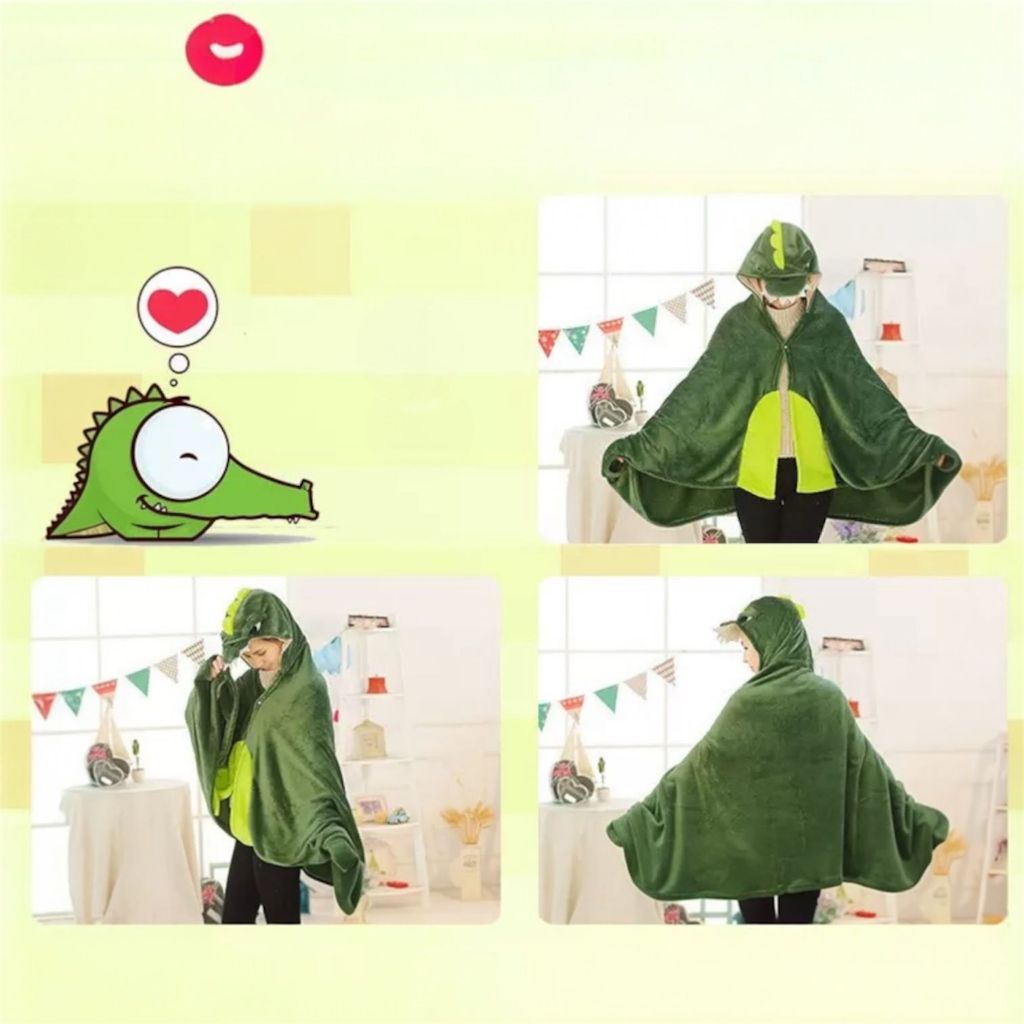 EV B84 Jubah Lucu Karakter Dino , Stitch And Totoro Selimut Hoodie