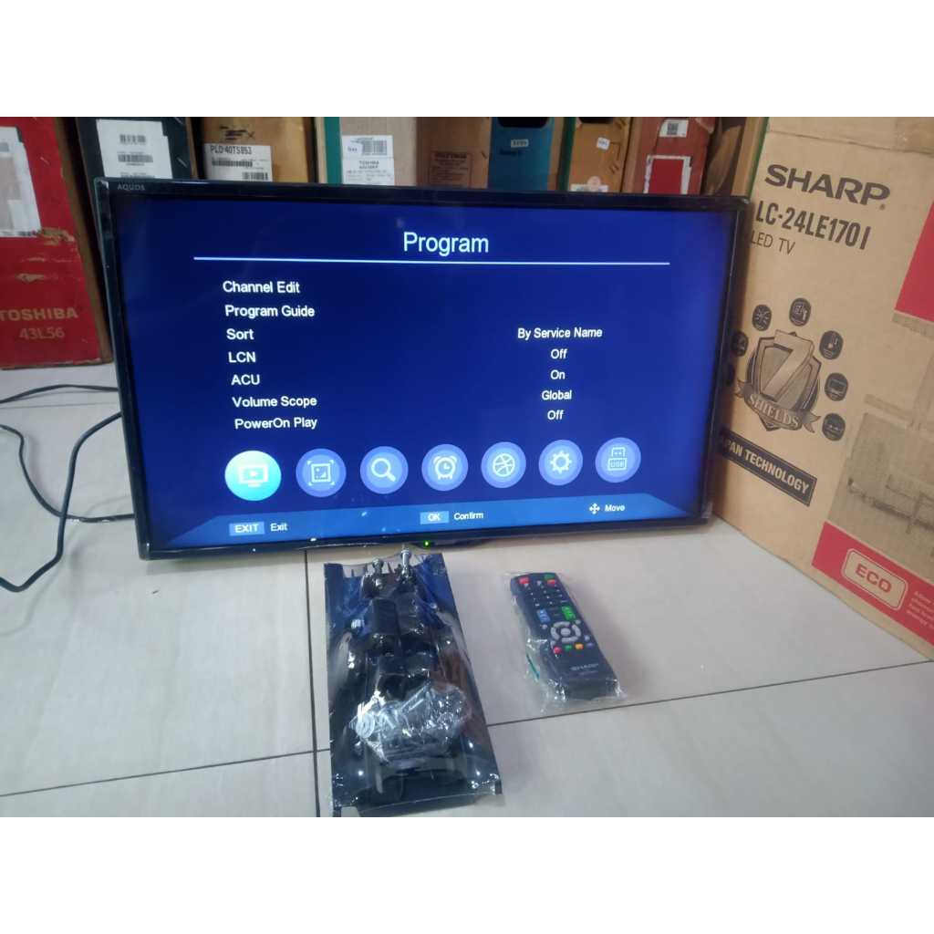 TV LED Sharp 24 inci HD Analog TV Kondisi bekas pemakaian masih segel siap pakai  6490F