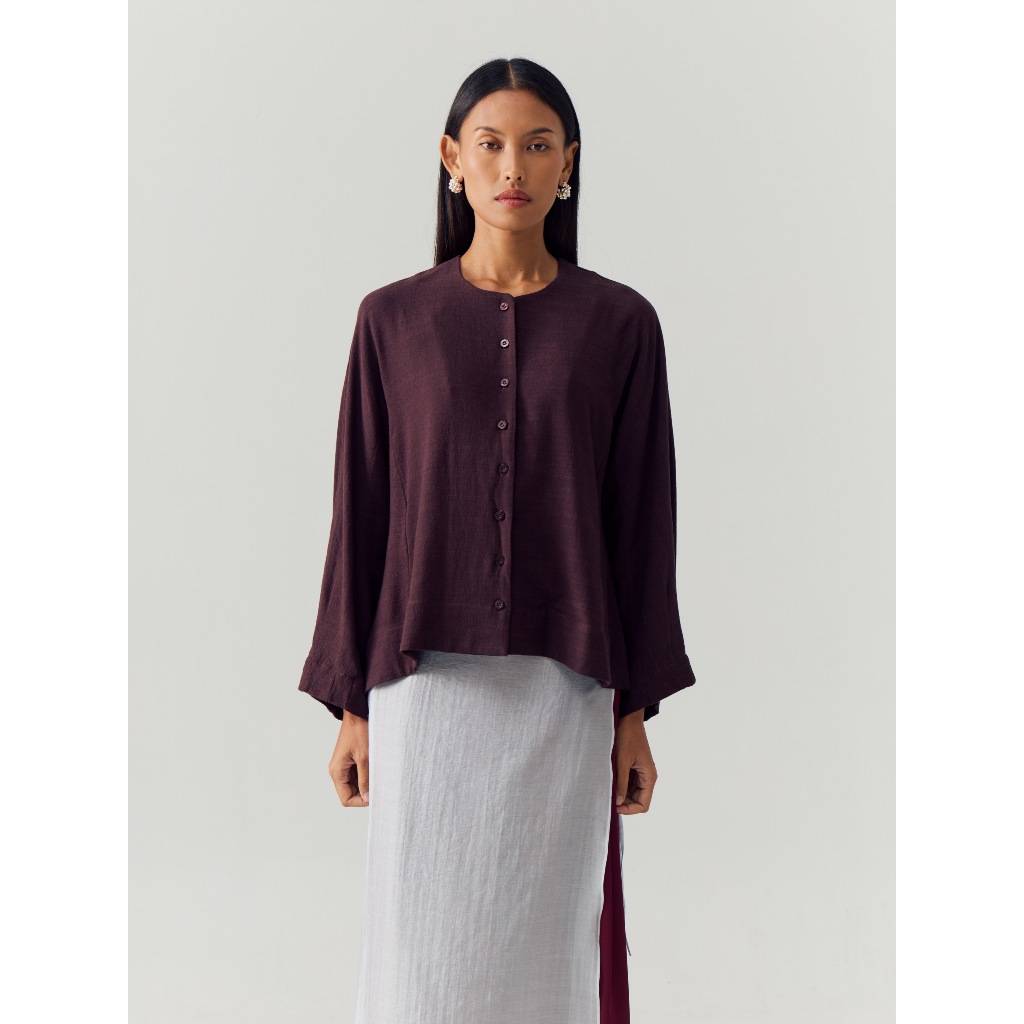 NASL by Nagita Slavina Brown Linen Blouse