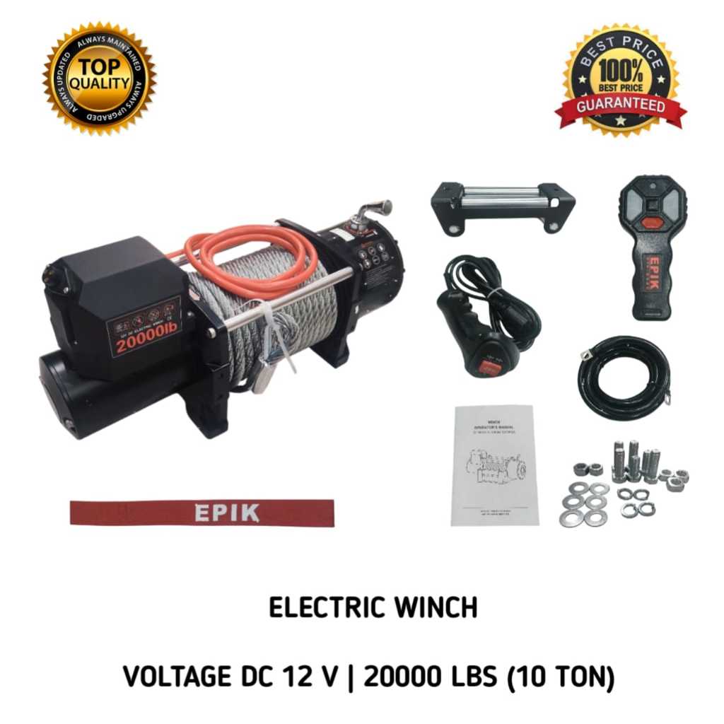 winch 20,000lbs kapasitas 10ton Sling baja Winch tali derek mobil offroad 12vdc WINCH EPIK KAPASITAS