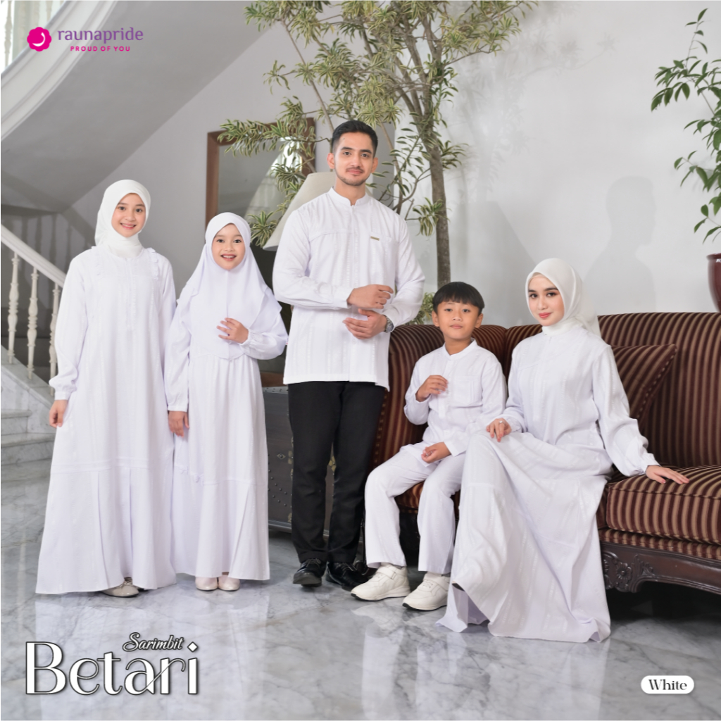 Sarimbit Betari White- Baju Couple Keluarga Muslim- Rauna Pride