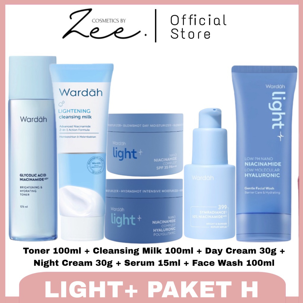 Wardah Light+ Series | Wardah paket lengkap | wardah 1 set paket mencerahkan