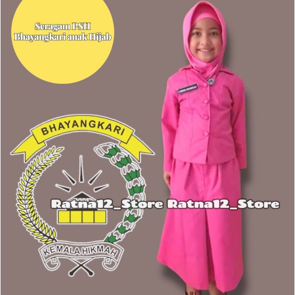 SERAGAM SETELAN PSH BHAYANGKARI JILBAB ANAK PEREMPUAN/ BAJU PSH BHAYANGKARI JIBAB ANAK CEWEK PAUD,TK