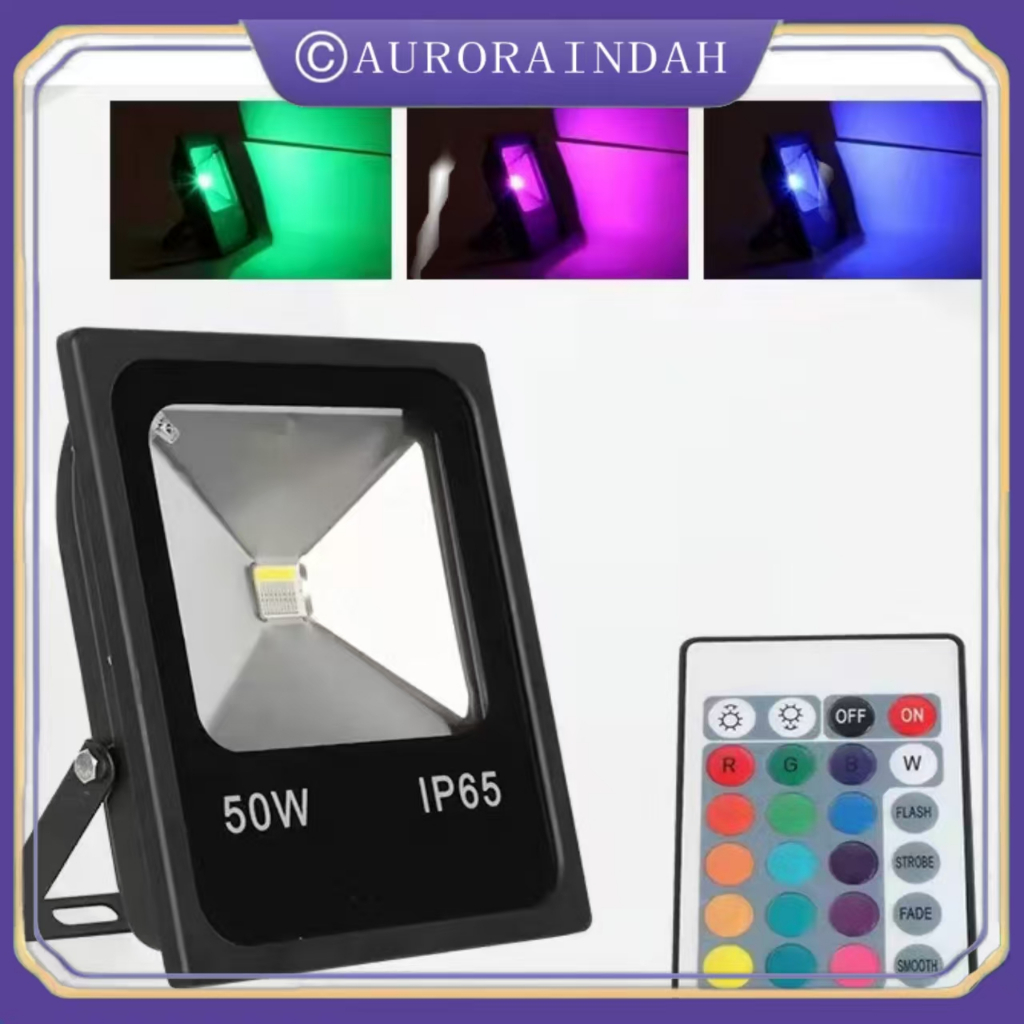 lampu sorot rgb 50w warna warni led tembak cafe