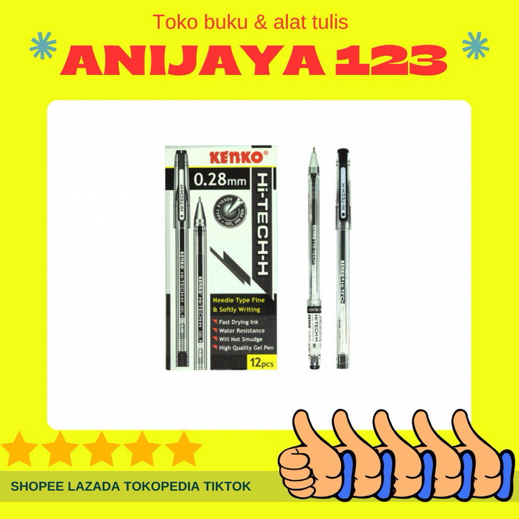 Pulpen Hi-TeC-H Kenko Hi-Tec-C pulpen hitec (lusin) hitam