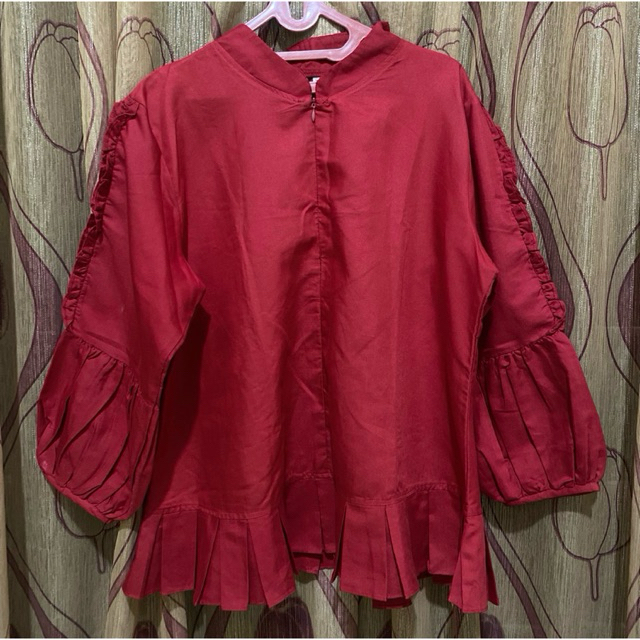 atasan wanita blouse warna maroon