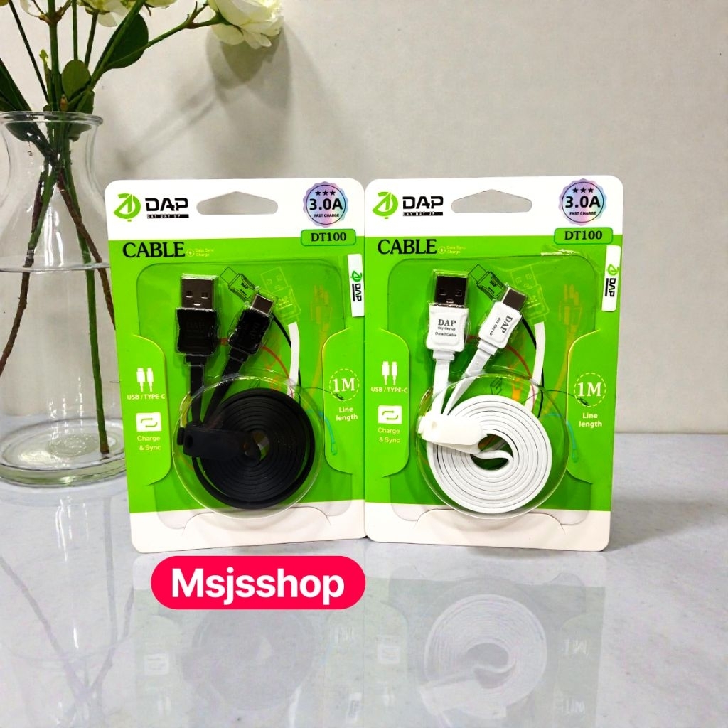 ORIGINAL KABEL DATA DAP DT100 TYPE C 2.4A KABEL CHARGER DAP TYPE C 2.4A 1M DT100 FAST CHARGING