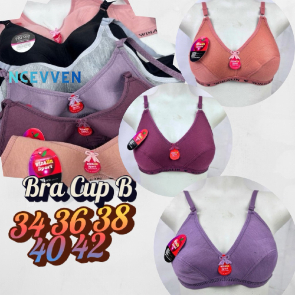 3pc bra BH sport wanita dewasa 34 36 38 40 42 tanpa kawat busa tipis jumbo big size kait2 karet list