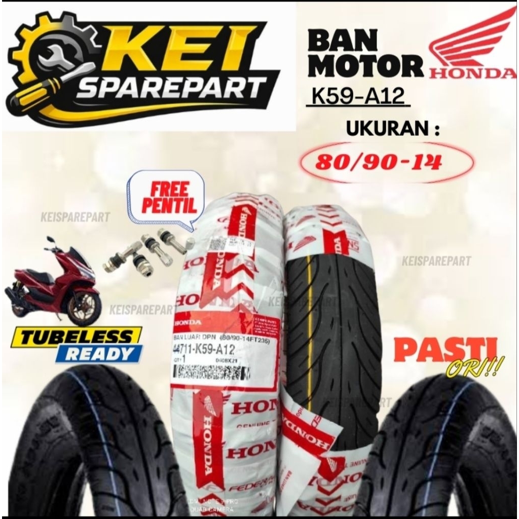Ban Motor Honda K59-A12 80/90-14 Tubeless