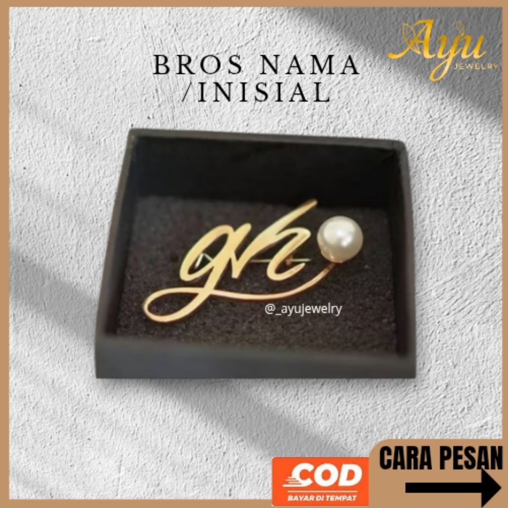 Bros Custom Nama Pin Hijab Pin Baju || Custom Logo Huruf Titanium mengkilap Anti Karat