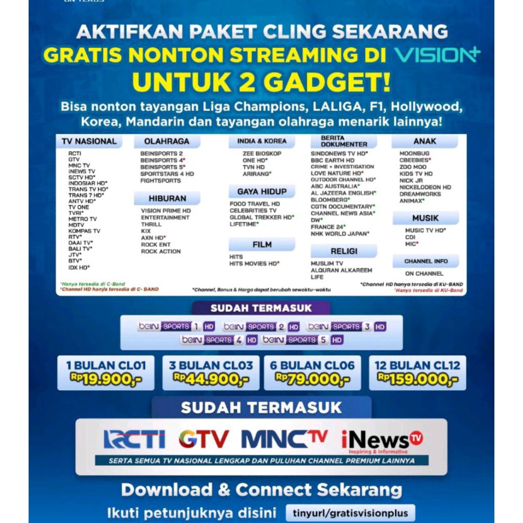 PAKET CLING KVISION GOL / BROMO/ CARTEN