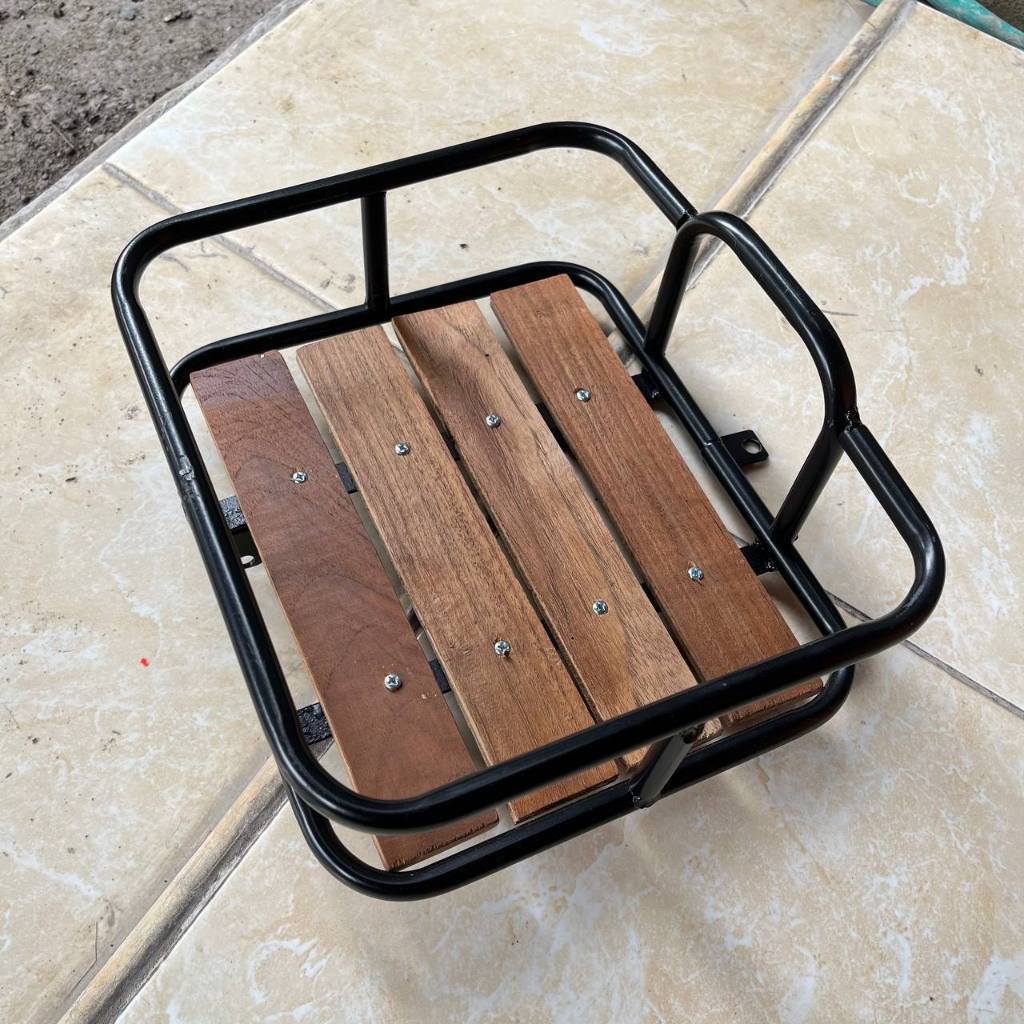 Keranjang bagasi sepeda komuter federal besi kayu set pangkon dan baut