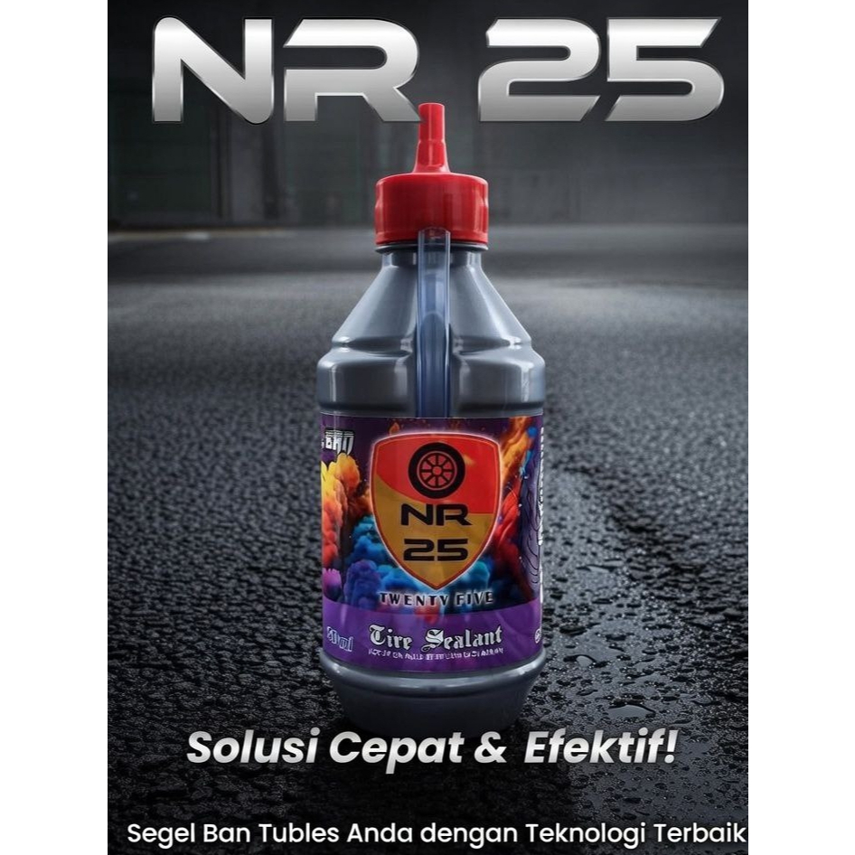 NR 25 Cairan Ban Tubles Anti Ranjau Paku 350ml Menambal Kebocoran Ring Velg 14-16 ( ISI 5 BOTOL )