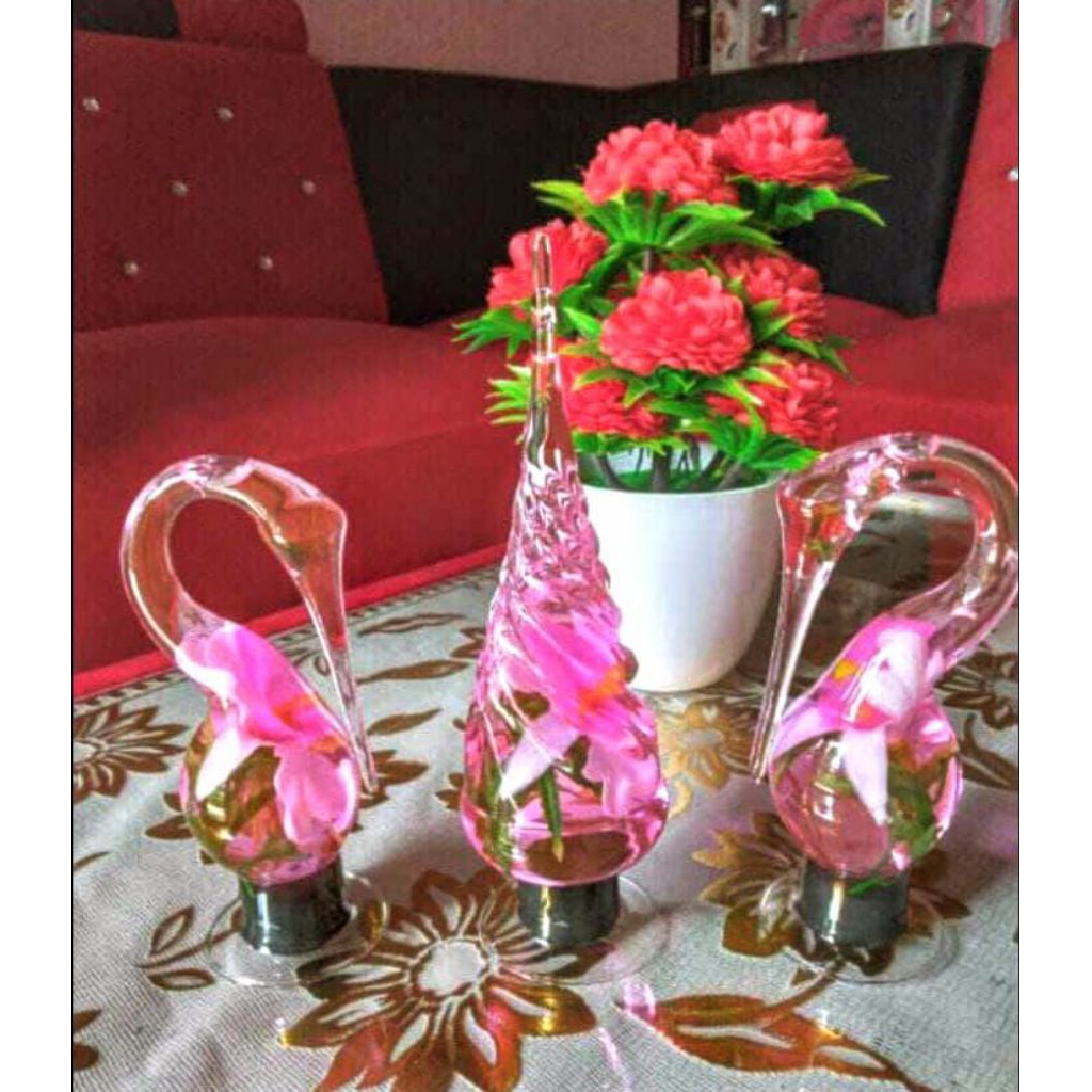 Hiasan pajangan untuk dekorasi rumah rak dinding rak gantung lemari kaca isi 3pcs