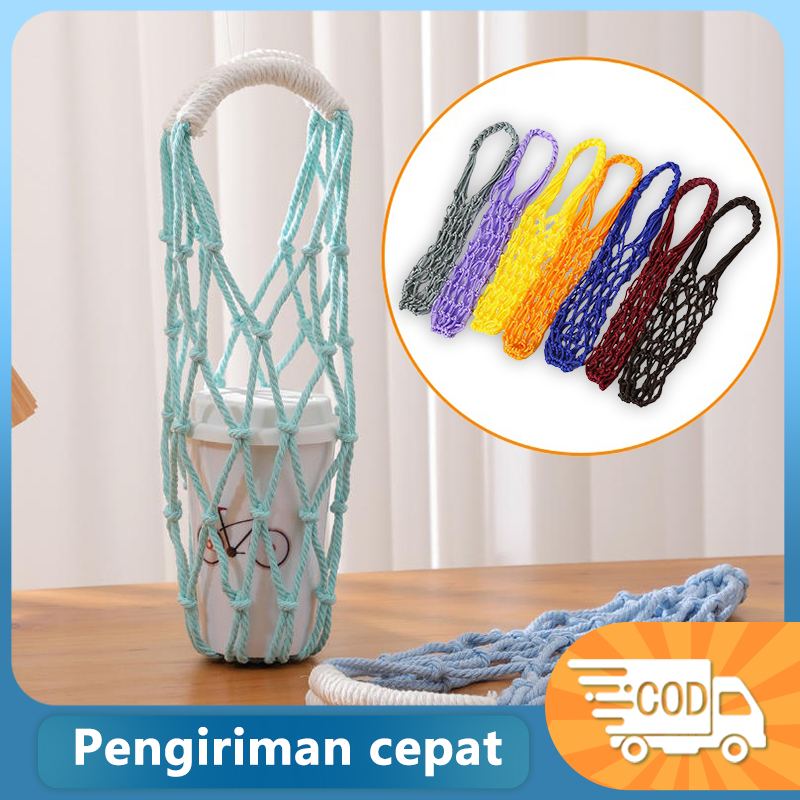 Tas Anyaman Gelas Air Gelas /Tas Botol Minum Rajut /Tas Botol Minum Rajut untuk Kopi
