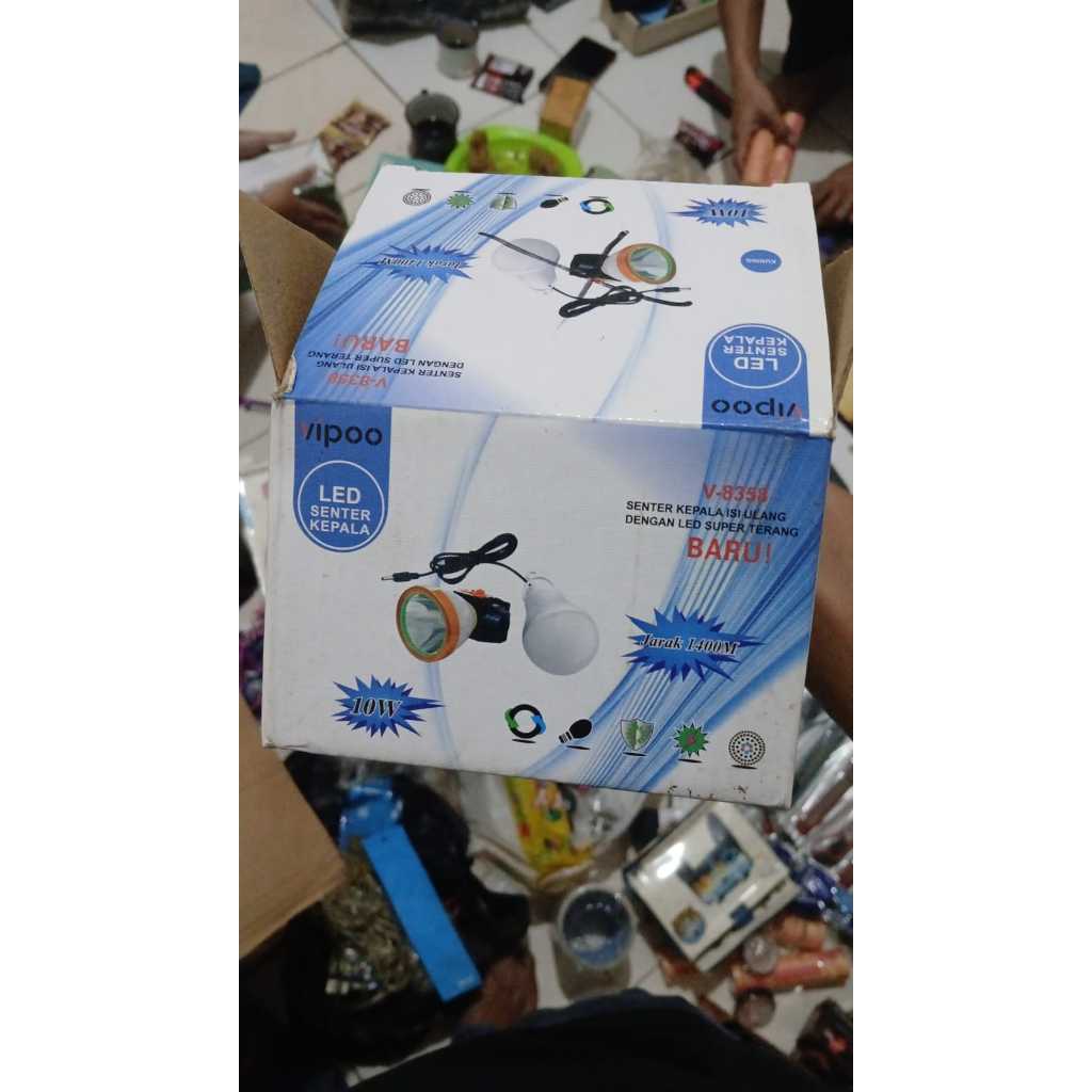 PROMO Senter Kepala Vipoo V-8358 10W + 1 Lampu LED