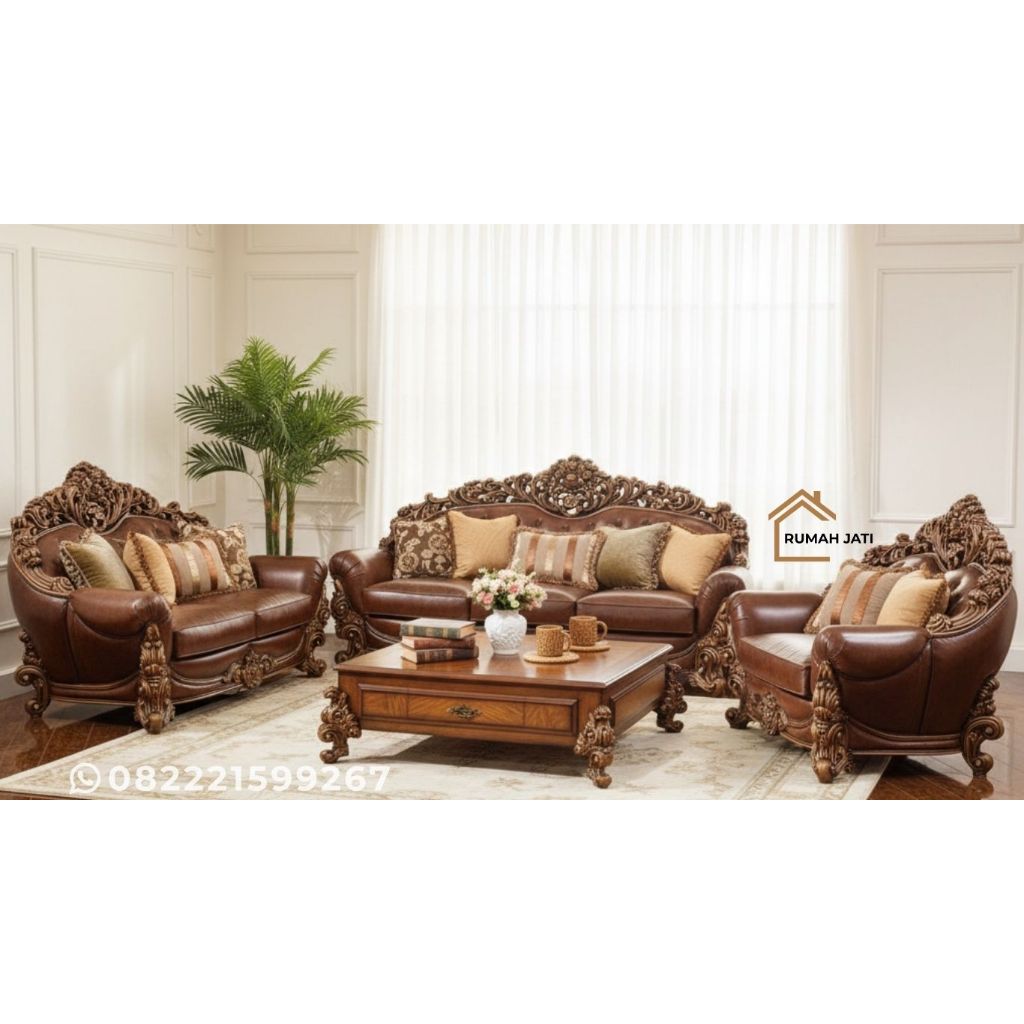 Kursi tamu jati ukiran mewah sofa klasik eropa