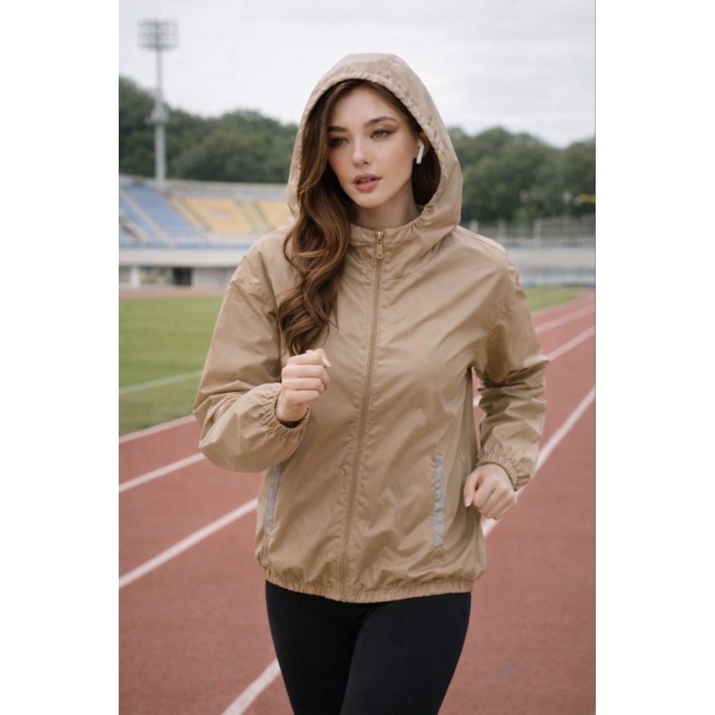 Jaket Olahraga Parasut Wanita Running Lari Hiking Gym Senam Fitness Mendaki Sport Cewek