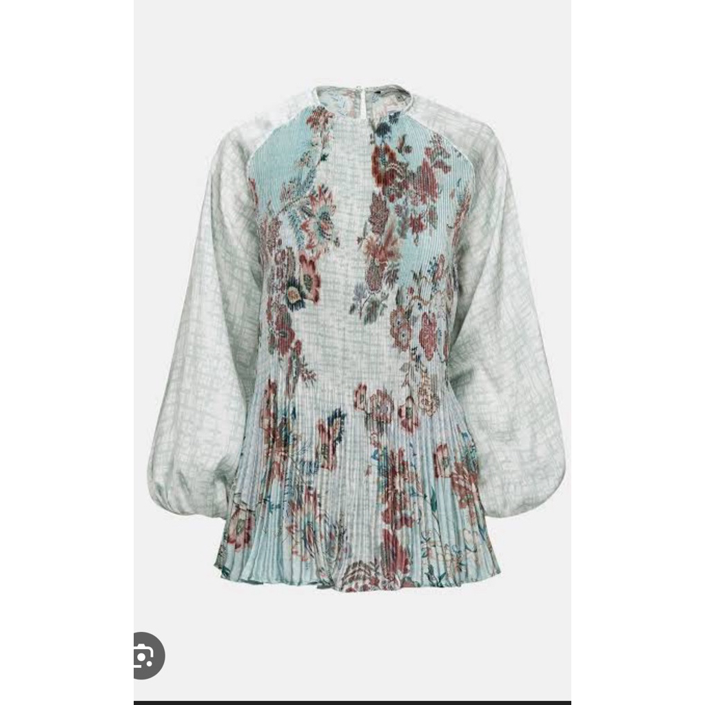 Benang JarumxRaisa Festive Finesse Pleated Blouse - Mint Size S Ne