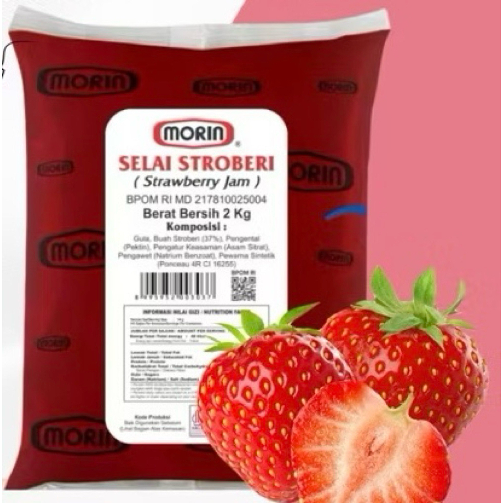 selai strawberry morin repack 1kg / morin strawberry jam repack 1kg