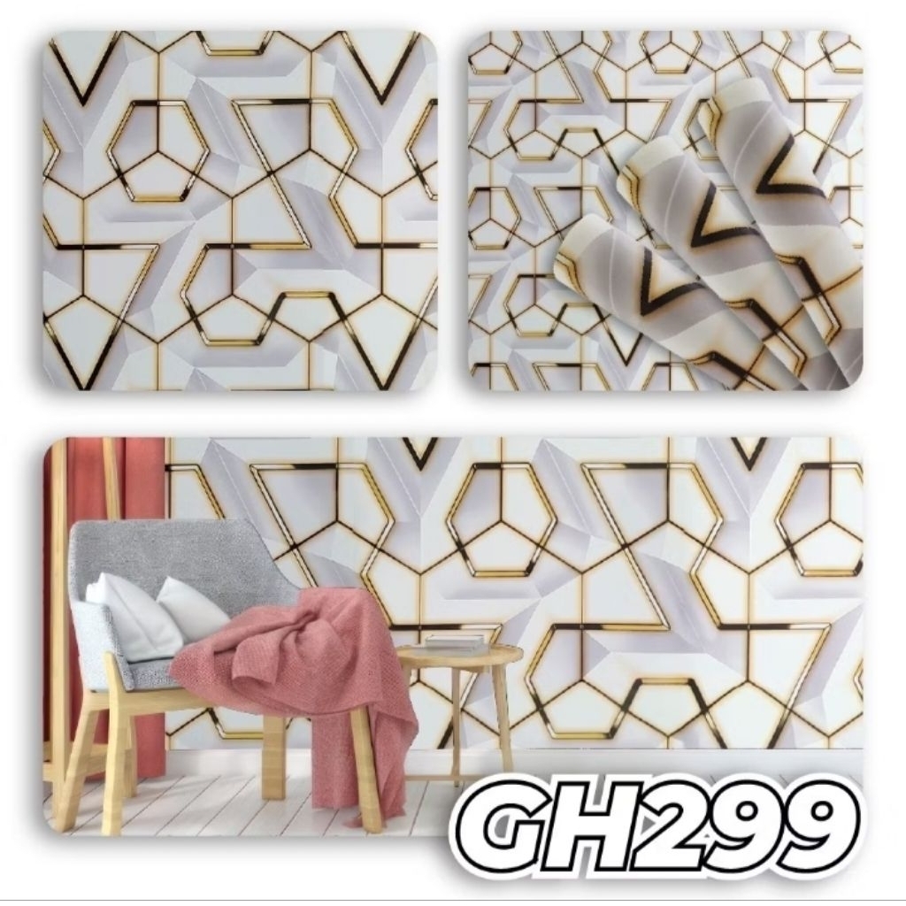 Wallpaper Geometri Led Wallpaper Sticker Dinding Ruang Tamu