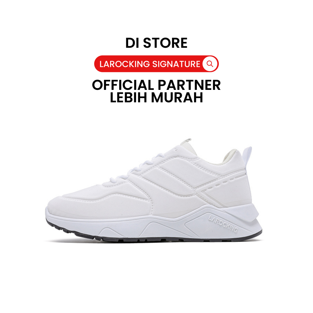 Sepatu Sneakers Larocking Dexter Putih Polos untuk Lari, Jogging, dan Gym - Cocok untuk Pria dan Wan