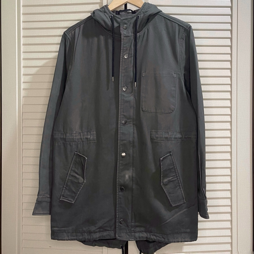 Forever 21 Men - Denim Fisthail Parka Jacket - Dark Olive - Size S fit L