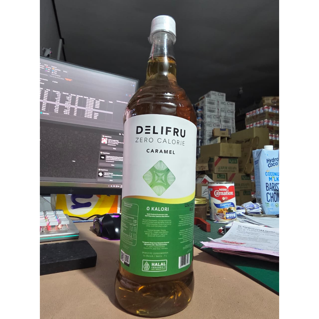 Sugar Free Caramel Syrup Delifru / Zero Calorie Caramel Syrup Delifru / Sirup Karamel Delifru - 1 Lt