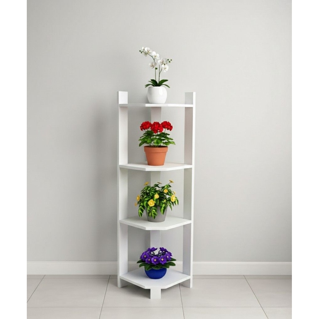 rak bunga sudut, 100 cm/ rak hiasan pojok lantai, 4 susun minimalis estetik