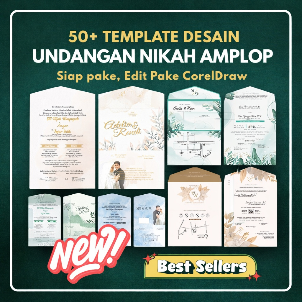Template Undangan Pernikahan Amplop CDR Desain Rustic Kekinian