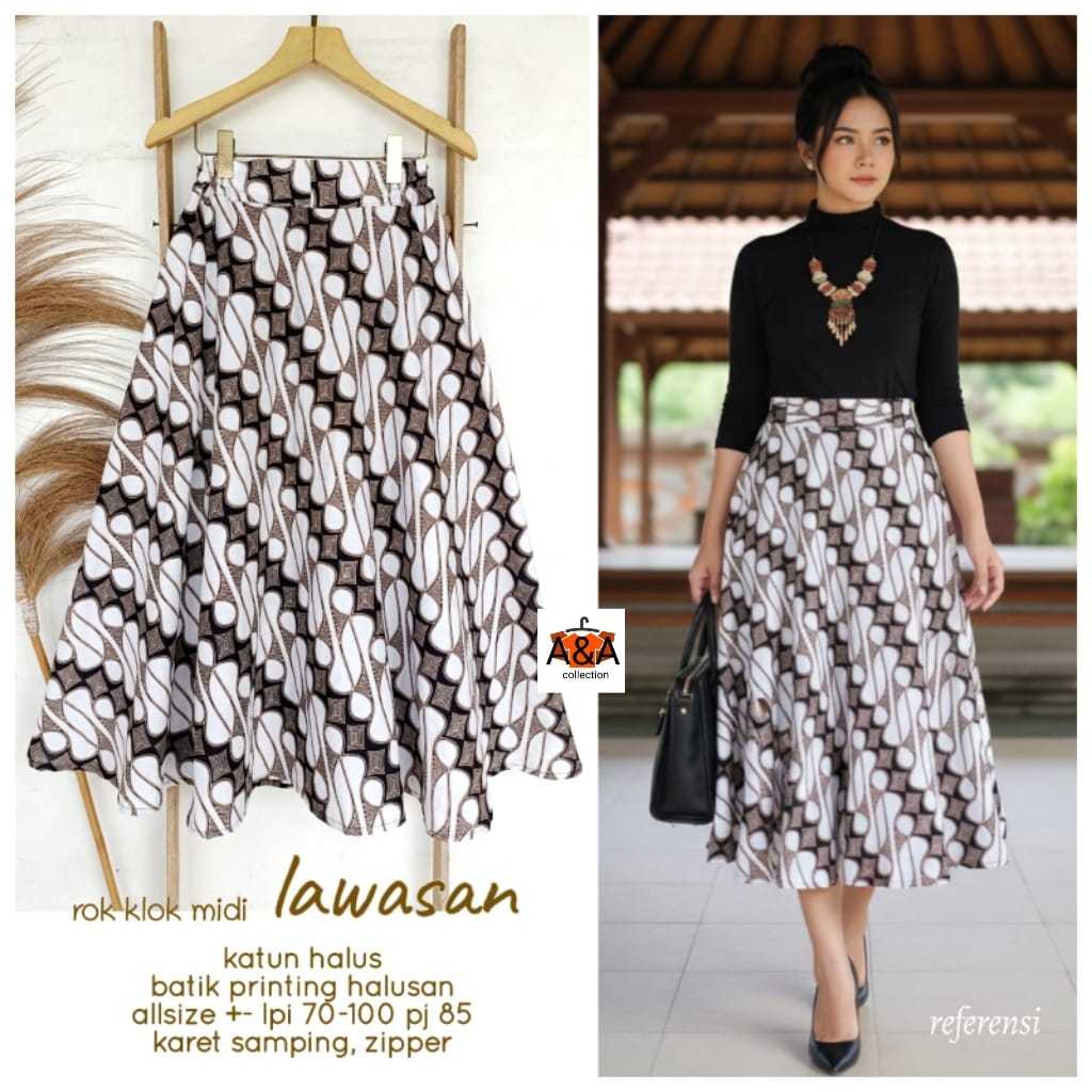 Pakaian Wanita HQ ROK MIDI LAWASAN ECOPRINT INDIGO From Aa FASHION STORE