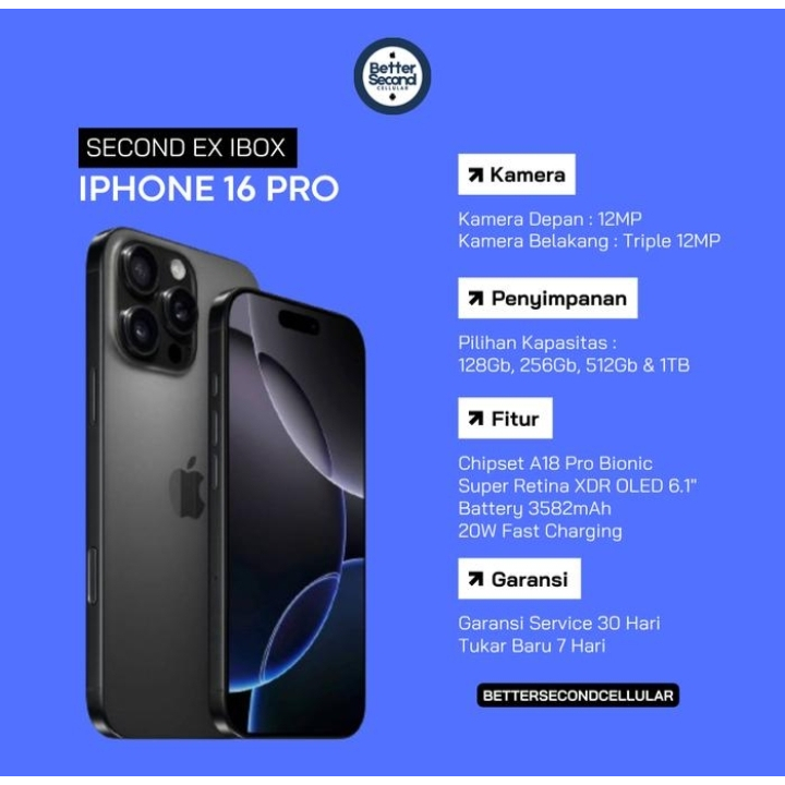 Second Original 100% Like New EX-IBOX Iphone 16 Pro 128 GB, 256 GB, 512 GB & 1 TB