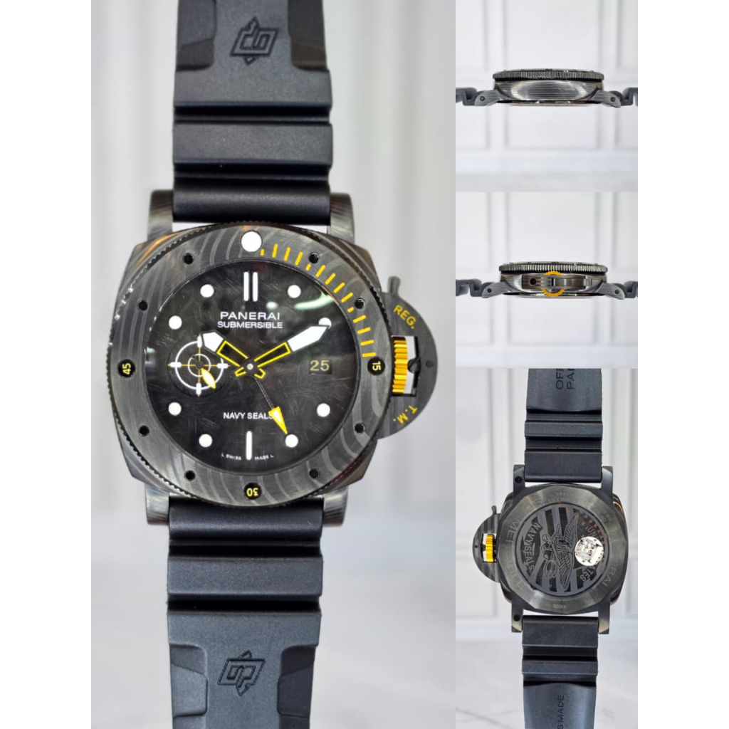 JAM TANGAN SUBMARSIBLE LUMINOR MARINA GMT STELL RUBBER STRAP